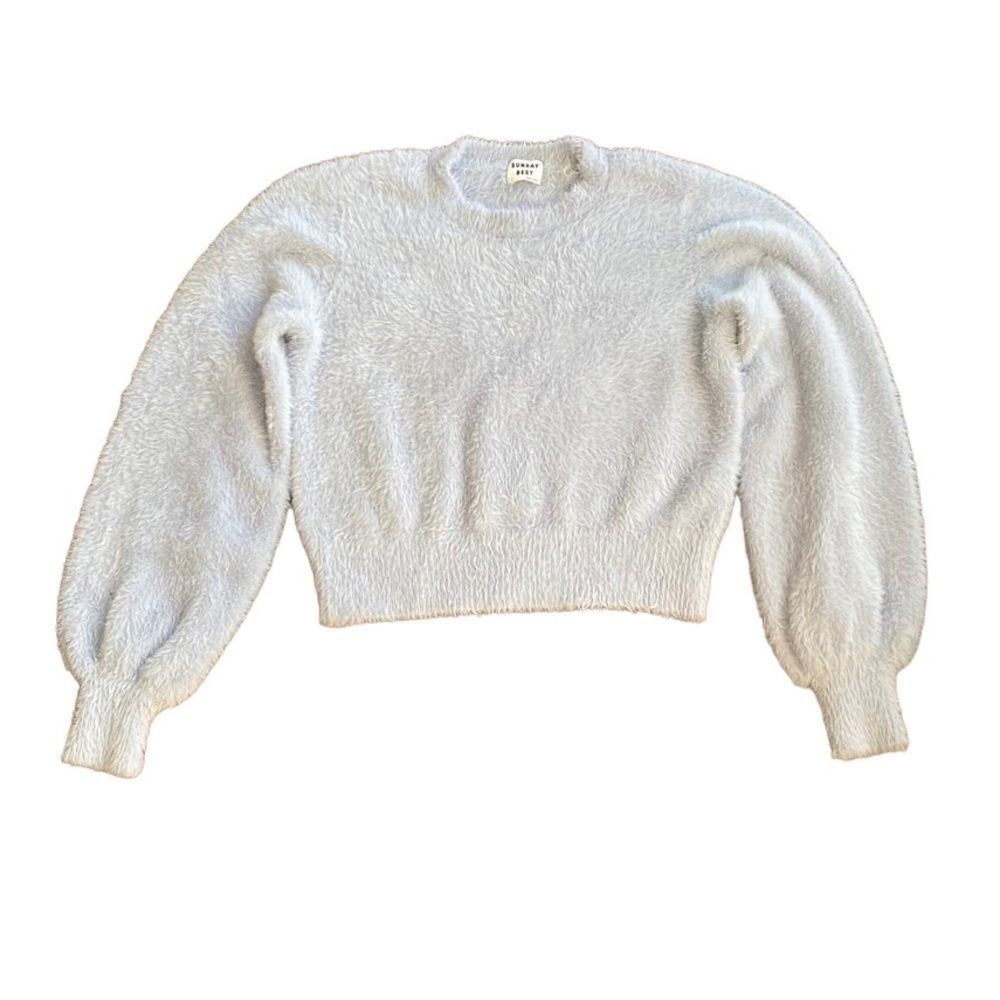 Sunday Best Aritzia Ramona Sweater Blue Small Fuzzy Soft